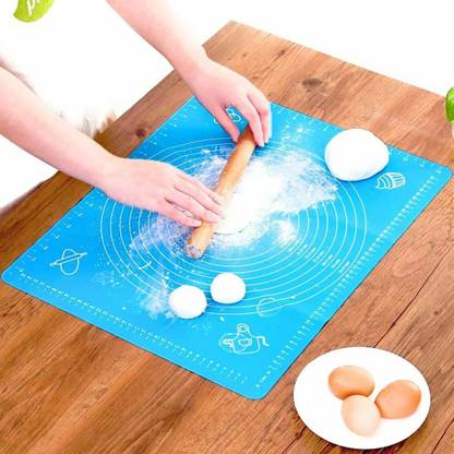 NANDKUVAR Silicon Fondant Rolling Mat or Silicone Baking Sheet Large with Measurements Stretchable for Kitchen Roti Chapati Cake Pad Cooking Dough Atta Kneading Food-grade Silicone Baking Mat??(Pack of 1)