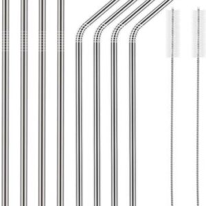 SMP ENTERPRISE (Pack of 10) 4 straight straws, 4 bend straws, and 2 straw cleaning brushes Glass Water/Juice Glass??(500 ml, Steel, Silver)