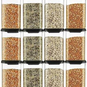 SARAZA Plastic Grocery Container  - 1200 ml??(Pack of 12, Black)