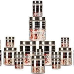 G-PET Plastic Grocery Container  - 2000 ml, 1000 ml, 750 ml, 200 ml, 100 ml, 50 ml??(Pack of 18, Silver)