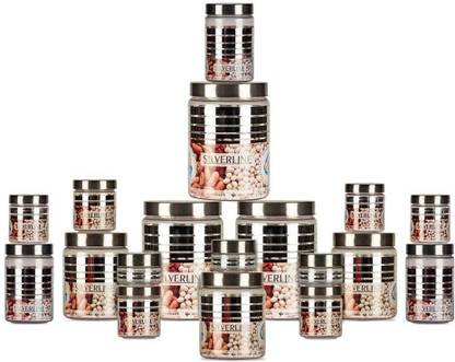 G-PET Plastic Grocery Container  - 2000 ml, 1000 ml, 750 ml, 200 ml, 100 ml, 50 ml??(Pack of 18, Silver)