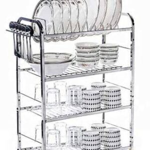 Nexus Lifestyle Utensil Kitchen Rack Steel 4 Shelf 24 x 18 inch Mount Kitchen Utensils Rack/Kitchen Dish Rack/Kitchen Utensils Rack/Modern Kitchen Storage Rack/Kitchen Organizer/Utensils Rack with Plate & Cutlery Stand Utensil Kitchen Rack (Steel)