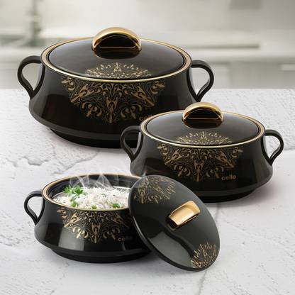 cello Midas (500+1000+1500) Pack of 3 Thermoware Casserole Set??(500 ml, 1000 ml, 1500 ml)