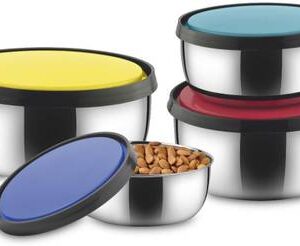 Classic Essentials Steel Fridge Container  - 350 ml, 650 ml, 950 ml, 1250 ml??(Pack of 4, Multicolor)