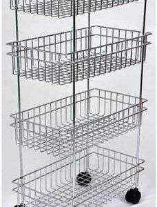 NMS TRADERS 4 Layer Portable Modern Fruit and Vegetable Stand Basket Trolley Morden Onion Potato Cutlery, Spice, Pickles Jars Container Basket Organizer Holder Stand Kitchen Storage Original Steel Kitchen Trolley Stainless Steel Kitchen Trolley??(Pre-assembled)