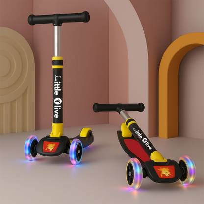 Little Olive Tikes New Adjustable Scooter with LED Lights, Foldable Design, Extra Wide Brakes??(Multicolor)