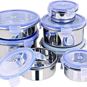 Rema Steel Utility Container  - 1000 ml??(Pack of 7, Silver)
