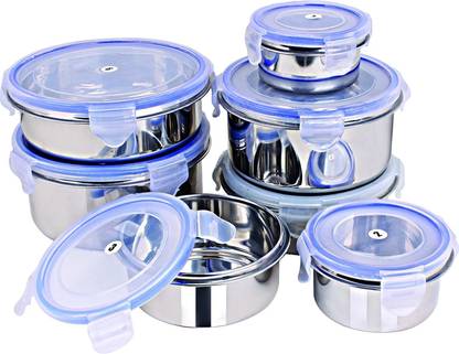 Rema Steel Utility Container  - 1000 ml??(Pack of 7, Silver)
