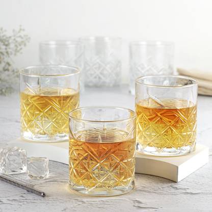 cello (Pack of 6) Classix Tumblers | Dishwasher Safe | Used to Serve Water, Juice, and Beverages | Glass Set Whisky Glass??(215 ml, Glass, Clear)