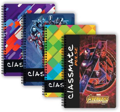 Classmate Pulse 1 Subject (240 X 180 mm) Spiral B5 Notebook Single Line 180 Pages??(Multicolor, Pack of 4)