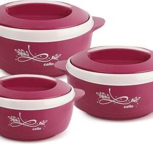 cello Sapphire Pack of 3 Thermoware Casserole??(500 ml, 1000 ml, 1500 ml)