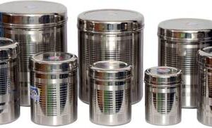 Tactware Steel Grocery Container  - 2.5 L, 2.1 L, 1.5 L, 1 L, 0.85 L, 0.65 L, 0.45 L, 0.25 L??(Pack of 8, Silver)