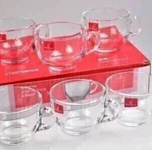 RD Brothers Pack of 6 Glass Green Tea and Coffee??(Clear, Cup Set)