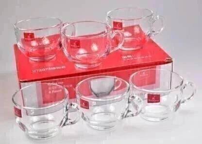 RD Brothers Pack of 6 Glass Green Tea and Coffee??(Clear, Cup Set)