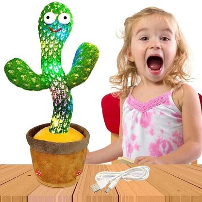 TAPUJI Dancing Cactus Repeats What You Say,Electronic Plush Toy with Lighting,Singing Cactus Recording and Repeat Your Words for Education Toys??(Green)