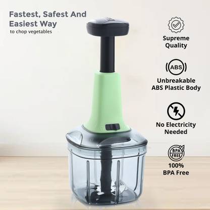 VEKSOR EffortlessSlice 900ml Push Chopper: Dual-Blade Vegetable & Fruit Chopper??(1 chopping blade, extra 1 blade for push blender)