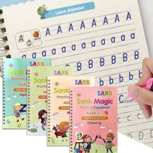ZEQTOS Magic practice copy book for preschool child 4Book+10Refills??(Multicolor)