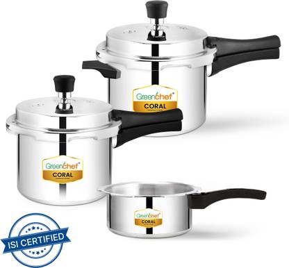 Greenchef Coral Combo 5 L, 3 L, 2 L Outer Lid Pressure Cooker??(Aluminium)
