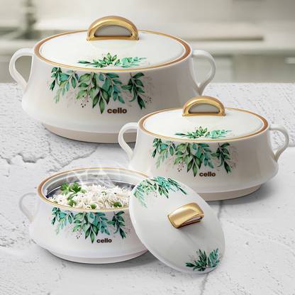 cello Midas Pack of 3 Thermoware Casserole Set??(500 ml, 1000 ml, 1500 ml)