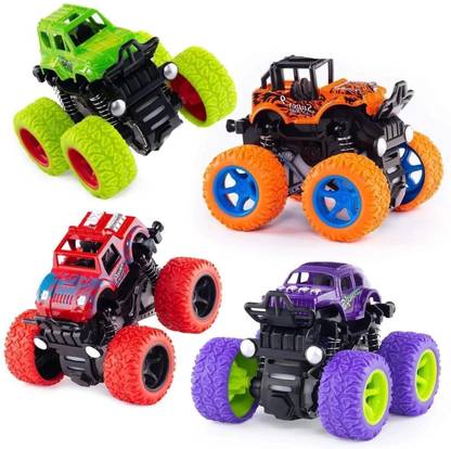 KOBBET pack of 1 Monster Truck Friction Power Cars With Big Rubber Tires 360 Degree??(Stunt Car Four-Wheel Push go Truck for Toddlers Kids Gift)