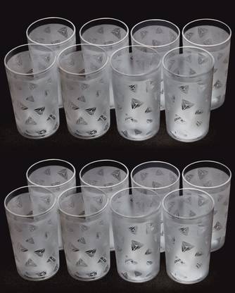 BELLERBIRD (Pack of 16) Premium quality prisam with diamond design Unbreakable Stylish Transparent Glass Set Water/Juice Glass??(300 ml, Plastic, Clear)