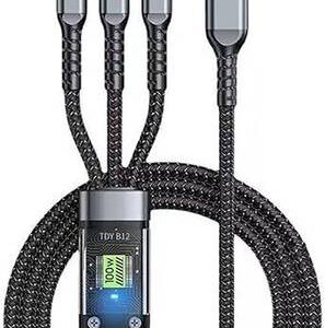 eZell Type C 2 m RUBY 3N1 Cable??(Compatible with Type C to Micro USB ,iDevices, Black, One Cable)
