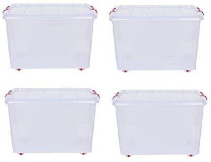 Easymart Plastic Grocery Container  - 25 L??(Pack of 4, White)