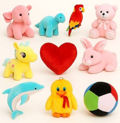 Macros Super Soft 10 Complete Pack Stuffed/soft toy Combo of Teddy Bear for kids / Gift  - 25 cm??(Blue, Pink, Yellow, Black)