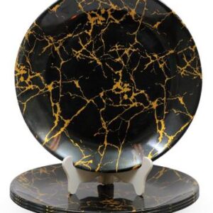 AURKA Pack of 4 Melamin White Melamine Dinner Plates - Set of 4, Dishwasher & Microwave Safe Dinner Set??(Black, Gold, Microwave Safe)