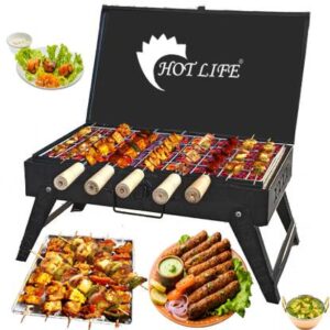 HOT LIFE Briefcase Style Traveler Foldable Charcoal With 5 skewers Charcoal Grill