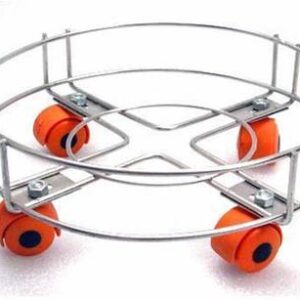 Kitchenify Cylinder Trolley Stand With Heavy Duty Wheels Stainless Steel Gas stand Gas Cylinder Trolley??(Silver, Orange)